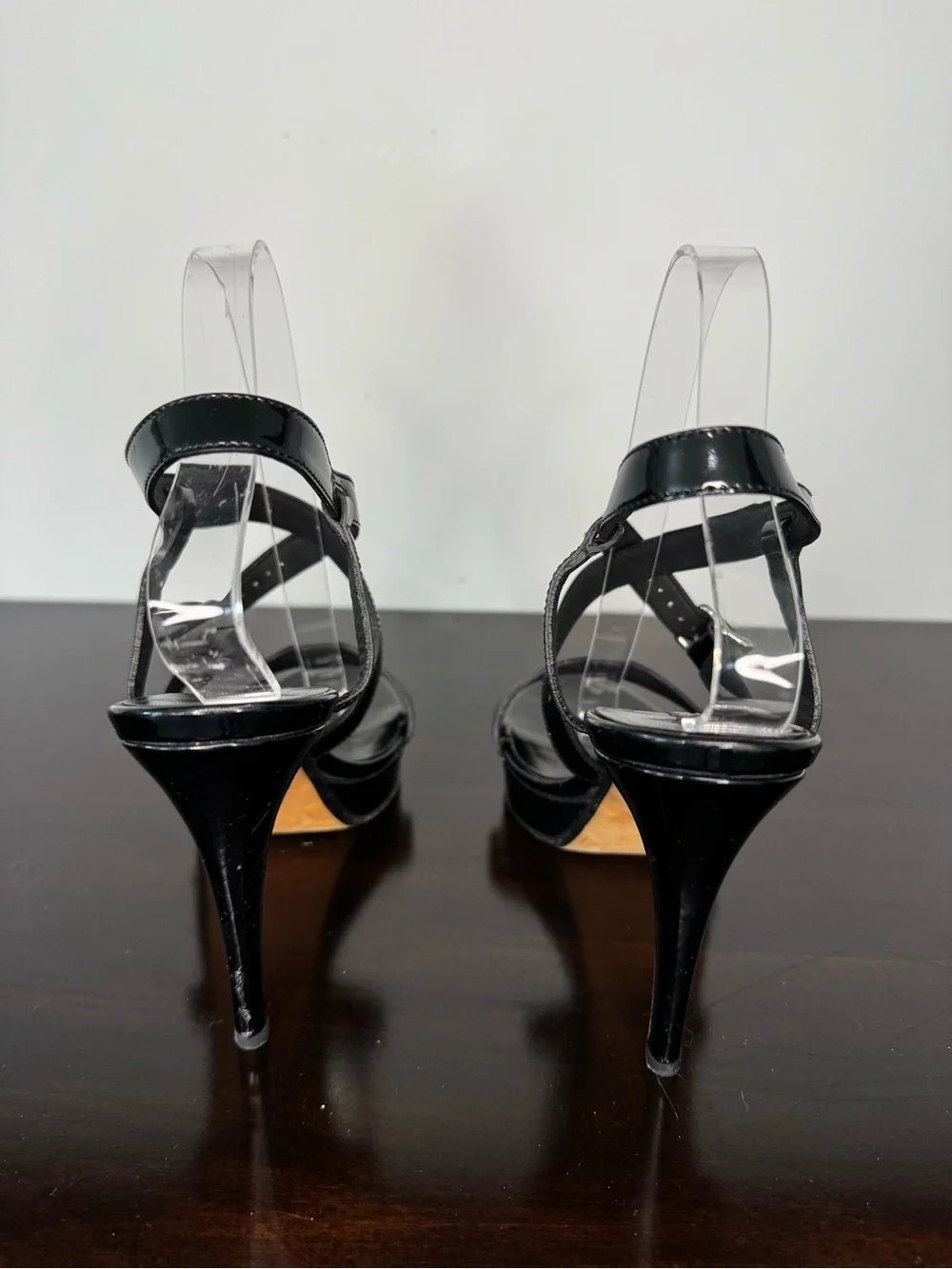 Ralph Lauren Collection PURPLE LABEL Black Patent Leather Platform Sandals 7.5B